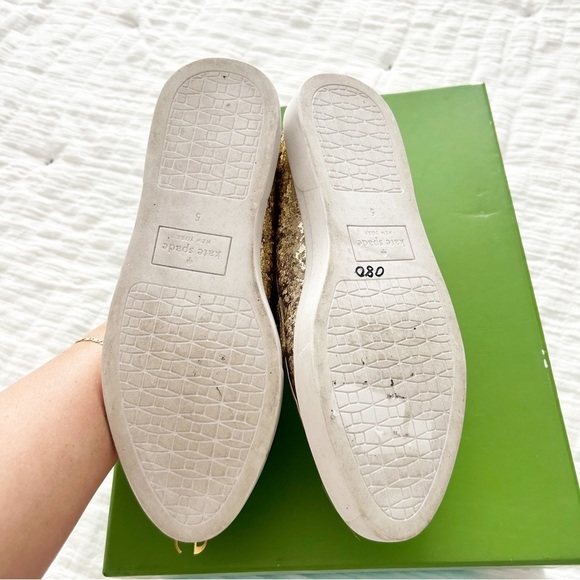Kate Spade Gold Glitter Slip On Sneaker Loafers Size 5 - Picture 9 of 9